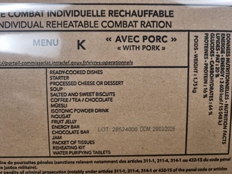 FRA - Ração RCIR Menu K (2028) - Imagem 2