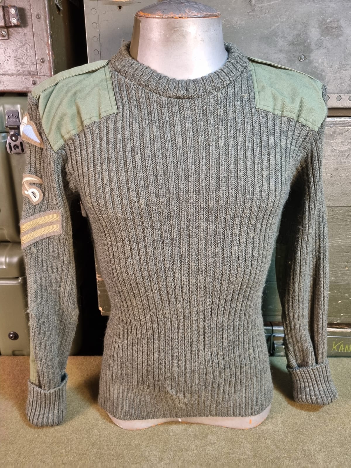GBR MALHA DE LÃ VERDE COMMANDO PULLOVER PATCHES - Imagem 9